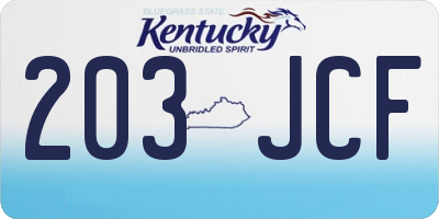 KY license plate 203JCF