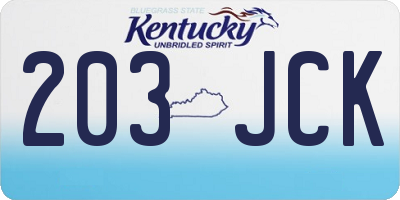 KY license plate 203JCK