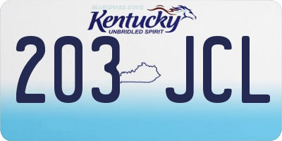 KY license plate 203JCL