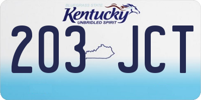 KY license plate 203JCT