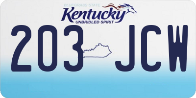 KY license plate 203JCW