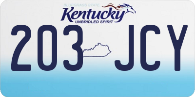 KY license plate 203JCY