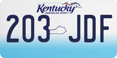 KY license plate 203JDF