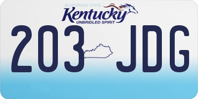 KY license plate 203JDG