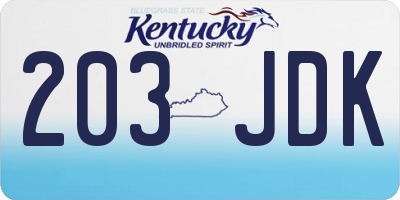 KY license plate 203JDK