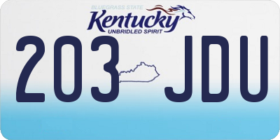 KY license plate 203JDU