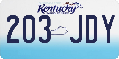 KY license plate 203JDY