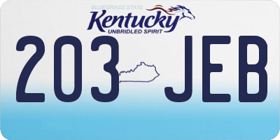 KY license plate 203JEB