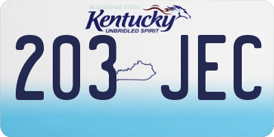 KY license plate 203JEC