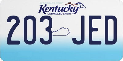 KY license plate 203JED