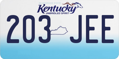KY license plate 203JEE