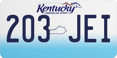 KY license plate 203JEI