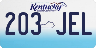 KY license plate 203JEL