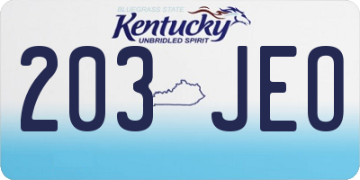 KY license plate 203JEO