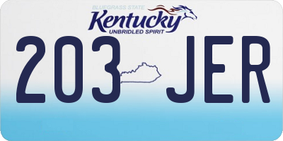 KY license plate 203JER