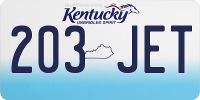 KY license plate 203JET