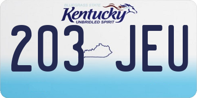 KY license plate 203JEU