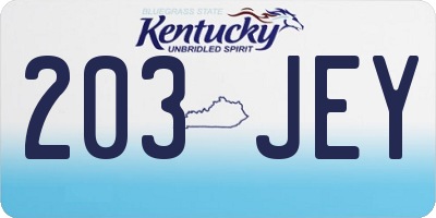 KY license plate 203JEY