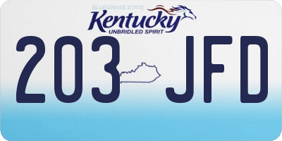 KY license plate 203JFD
