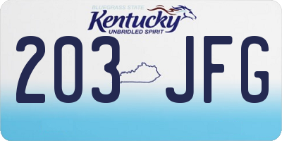 KY license plate 203JFG