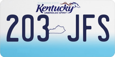 KY license plate 203JFS