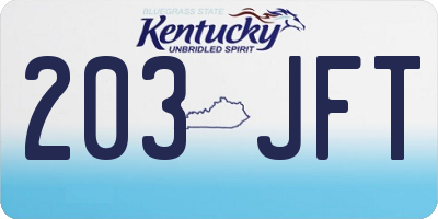 KY license plate 203JFT