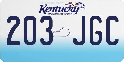 KY license plate 203JGC