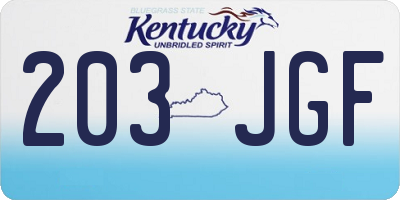 KY license plate 203JGF