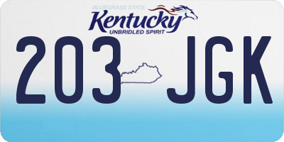 KY license plate 203JGK