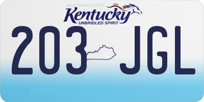 KY license plate 203JGL