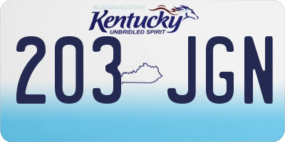 KY license plate 203JGN