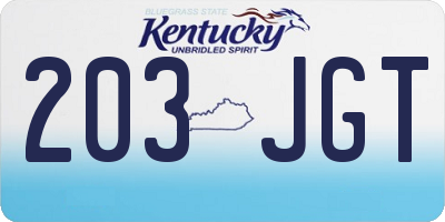 KY license plate 203JGT