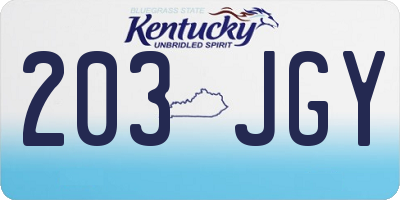 KY license plate 203JGY