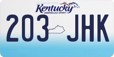 KY license plate 203JHK