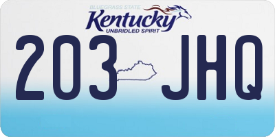 KY license plate 203JHQ