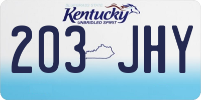 KY license plate 203JHY