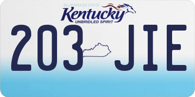 KY license plate 203JIE