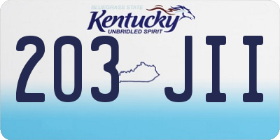 KY license plate 203JII