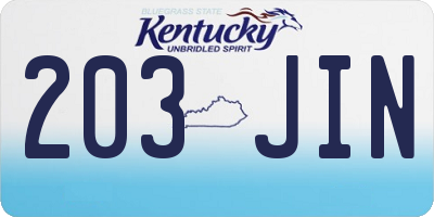 KY license plate 203JIN
