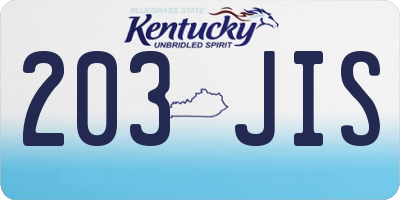 KY license plate 203JIS