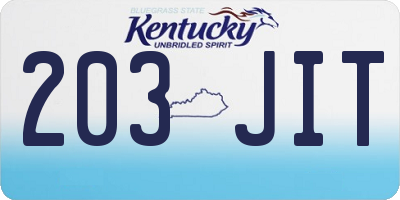 KY license plate 203JIT