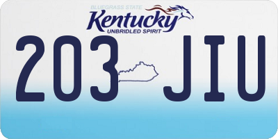 KY license plate 203JIU