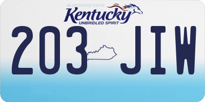 KY license plate 203JIW