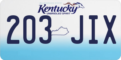 KY license plate 203JIX