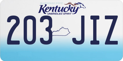 KY license plate 203JIZ