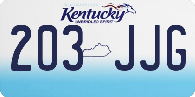 KY license plate 203JJG