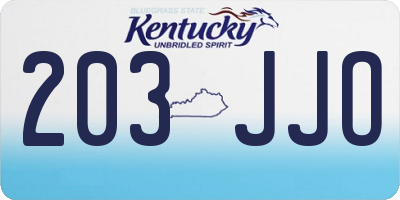 KY license plate 203JJO