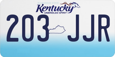 KY license plate 203JJR