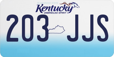KY license plate 203JJS
