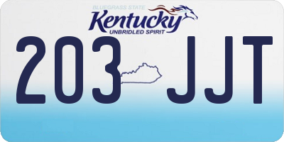 KY license plate 203JJT